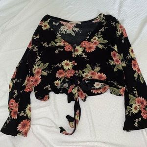 Black Floral Crop Top